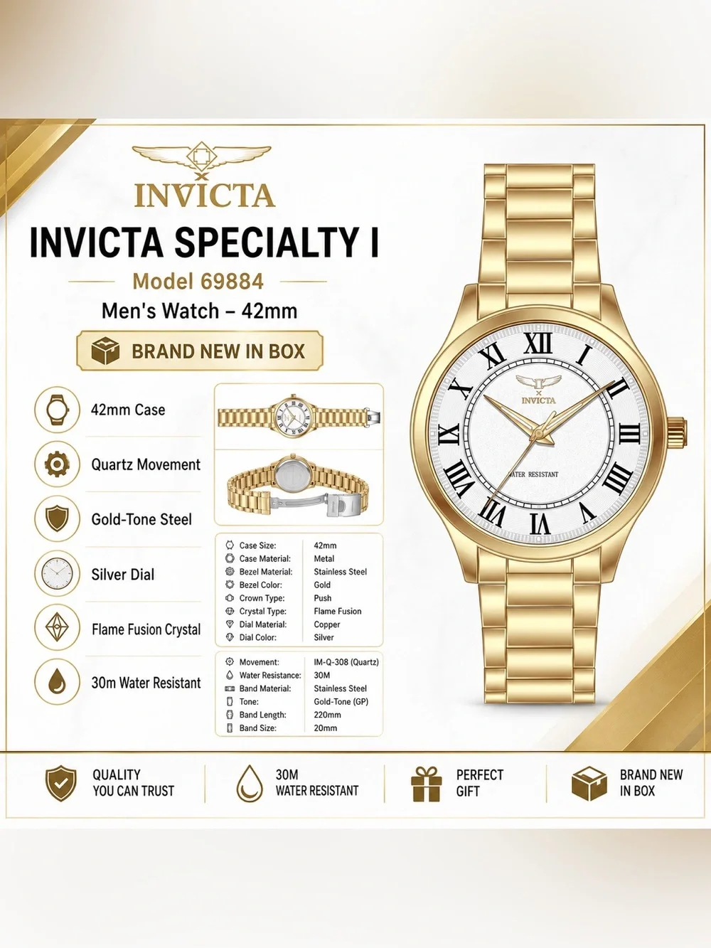 Invicta Specialty I by Invicta Men - Quartz, Gold (69884)